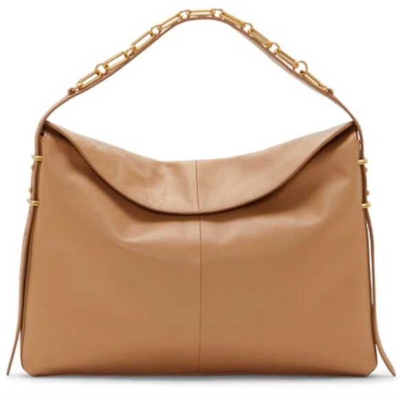 Vince Camuto Handbags - NWT $248 Vince Camuto Letta leather hobo bag tan/beige gold details logo